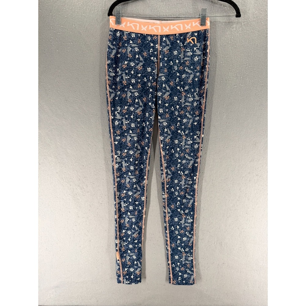 Kari Traa Baselayer Leggings Womens S‎ Fryd Pink Blue Floral Bird Print 4-Way